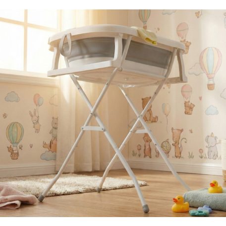 Premium Összecsukható kád hőmérővel és anatómiai támasztékkal + állvány - Szürke