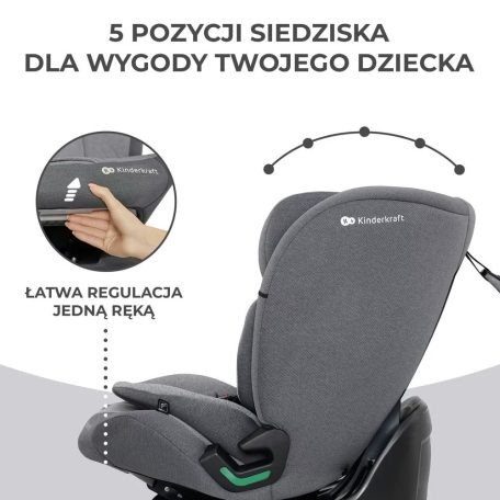 KINDERKRAFT ONETO3 i-Size Isofix Autósülés 76-150 cm - Cool Grey
