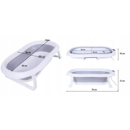 Premium Összecsukható kád hőmérővel és anatómiai támasztékkal + állvány - Beige