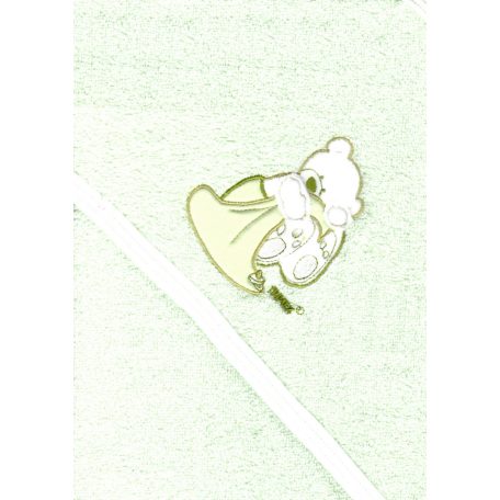 Trimex kapucnis,frottír fürdőlepedő 70*80 cm - zöld maci