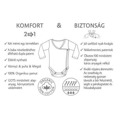 Kenguru Gold Átlapolt csecsemő kombidressz (50-56) fehér maci mintával