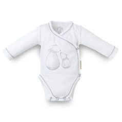   Kenguru Gold Átlapolt csecsemő kombidressz (56-62) fehér maci mintával