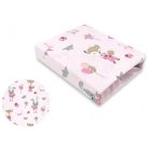 Baby Shop 70*140 cm pamut,gumis lepedő - rózsaszín róka és nyuszi 
