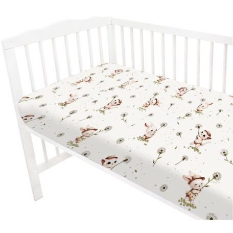 Baby Shop 70*140 cm pamut,gumis lepedő - Nyuszi és cica 