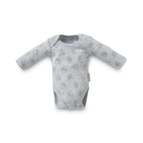 Kenguru Gold Borítéknyakú hosszújju pamut kombidressz (50-56) szürke mintával