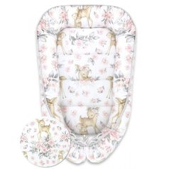 Baby Shop babafészek 70x93 cm - Rózsaszín őzike