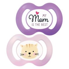   Baby-Nova nyugtató szilikon cumi szimmetrikus 6-18 hó 2db/csom. - Rózsaszín cica