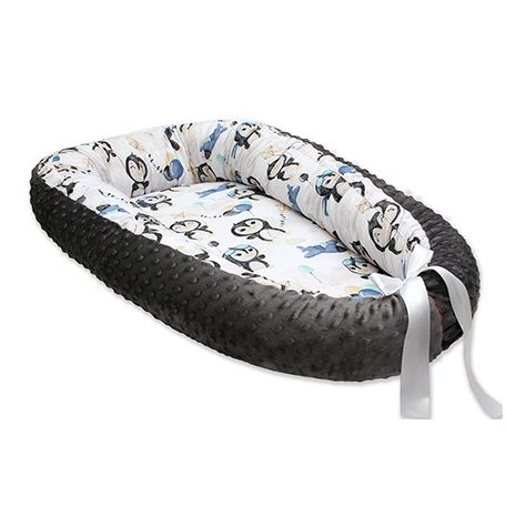 Scamp Minky-vászon babafészek - Penguin Blue