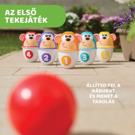 Chicco Monkey Strike - majmos bowling és építőjáték 18hó+