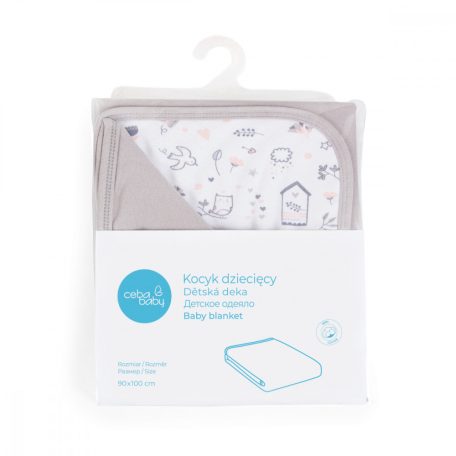 Ceba Baby pamut babapléd 90X100 cm - Light grey + Bird World