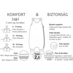  Kenguru Gold Tipegő Hálózsák "CSÍKOS" 2,5TOG 6-24hó - bagoly 