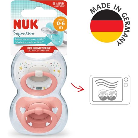 NUK Signature szilikon cumi  0-6 hó 2db - lányos 