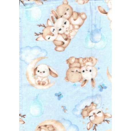 Flanel mintás pelenka  - Őzike,Nyuszi,Maci kék