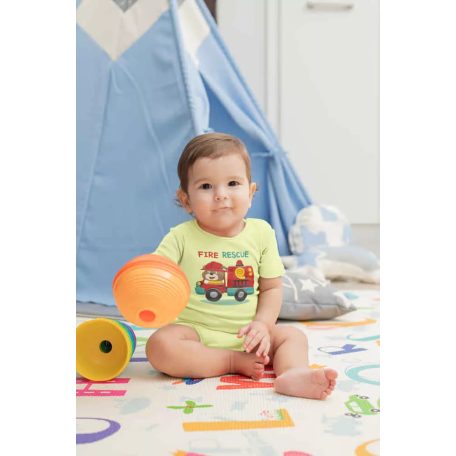 Rövid ujjú baba body - kivi tűzoltóautó (62)