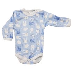 Hosszú ujjú,mintás body 74 - Nyuszi Kék 