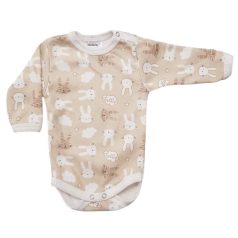 Hosszú ujjú,mintás body 74 - Nyuszi Drapp 