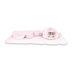   Baby Shop kapucnis fürdőlepedő 100*100 cm - Felhőn alvó állatok rózsaszín 