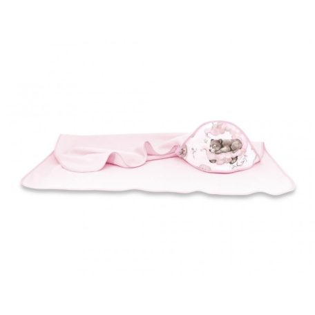 Baby Shop kapucnis fürdőlepedő 100*100 cm - Felhőn alvó állatok rózsaszín 