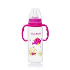 Baby Bruin polipropilén fogantyús cumisüveg, 240ml rózsaszín halacska