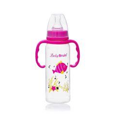   Baby Bruin polipropilén fogantyús cumisüveg, 240ml rózsaszín halacska
