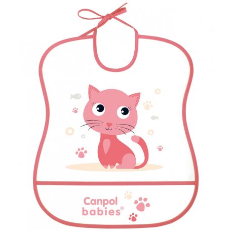 Canpol babies  műanyag előke - rózsaszín cica