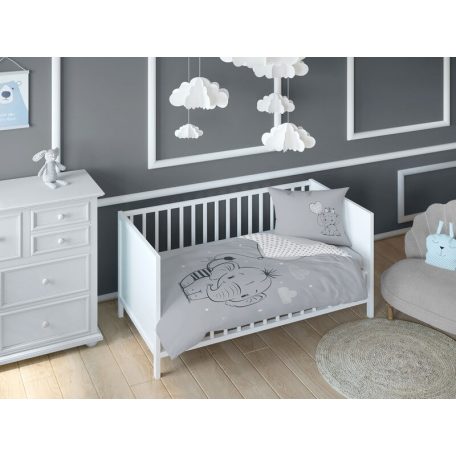 Pamut ágynemű huzat 90*120 cm - Szürke Elefánt 