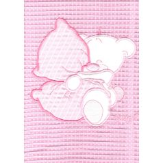 Trimex Waffle pamut babapléd - rózsaszín párnás maci