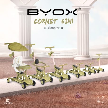 Byox Cornet 6in1 multifunkciós tricikli átalakítható rollerré - zöld