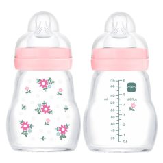   Mam  Feel Good 170ml Premium üvegből készült cumisüveg Lassú átfolyás 0+hó - rózsaszín 
