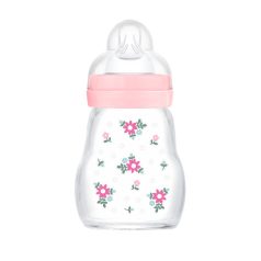   Mam  Feel Good 170ml Premium üvegből készült cumisüveg Lassú átfolyás 0+hó - rózsaszín 