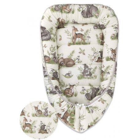Baby Shop babafészek 70x93 cm - Erdei barátok zöld