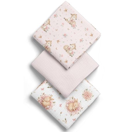 Bocioland Extra puha textil pelenka  3 db  - rózsaszín