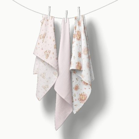 Bocioland Extra puha textil pelenka  3 db  - rózsaszín