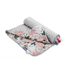 Sensillo kétoldalas babapléd 75x100cm - szürke virágos