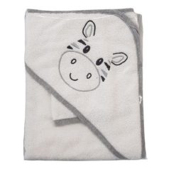   Vaganza hímzett fürdőlepedő, fürdetőkesztyűvel 80*80 cm - zebra
