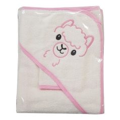   Vaganza hímzett fürdőlepedő, fürdetőkesztyűvel 80*80 cm - Láma 
