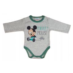   Hosszú ujjú baba body Mickey egér mintával (50) - szürke