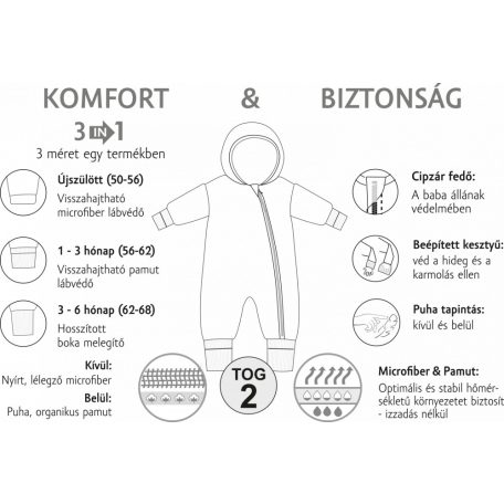Kenguru Gold Baba pamut overál bélelt (TOG 2) 3-6 hó