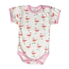 Rövid ujjú, mintás body 80 - Flamingó