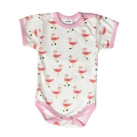 Rövid ujjú, mintás body 80 - Flamingó
