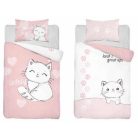 Pamut ágynemű huzat 90*120 cm - Cica púderrózsaszín