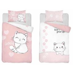 Pamut ágynemű huzat 90*120 cm - Cica púderrózsaszín