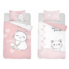 Pamut ágynemű huzat 90*120 cm - Cica púderrózsaszín