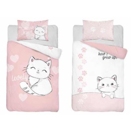 Pamut ágynemű huzat 90*120 cm - Cica púderrózsaszín