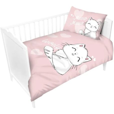 Pamut ágynemű huzat 90*120 cm - Cica púderrózsaszín