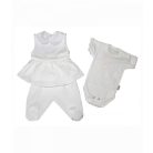 Trimex pamut 3 részes lányka rövid ujjú, alkalmi garnitúra (62) - fehér