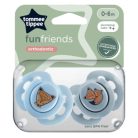 Tommee Tippee Fun Friends játszócumi 0-6 hó 2 db - kék/szürke