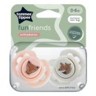 Tommee Tippee Fun Friends játszócumi 0-6 hó 2 db - rózsaszín/szürke