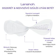   Lansinoh Diszkrét és nedvszívó szülés utáni betét 2. héttől – egyesével csomagolt, 12 db