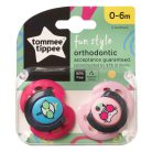 Tommee Tippee fun style játszócumi 0-6 hó 2 db  - csibe/cica
